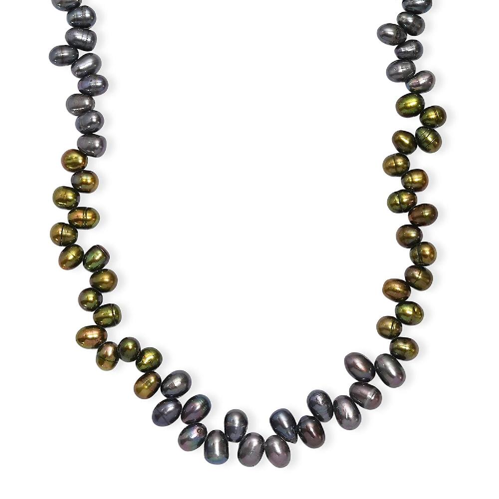 shop lc Multi Color Pearl (D) Necklace in Rhodium Over Sterling Silver 18 Inches