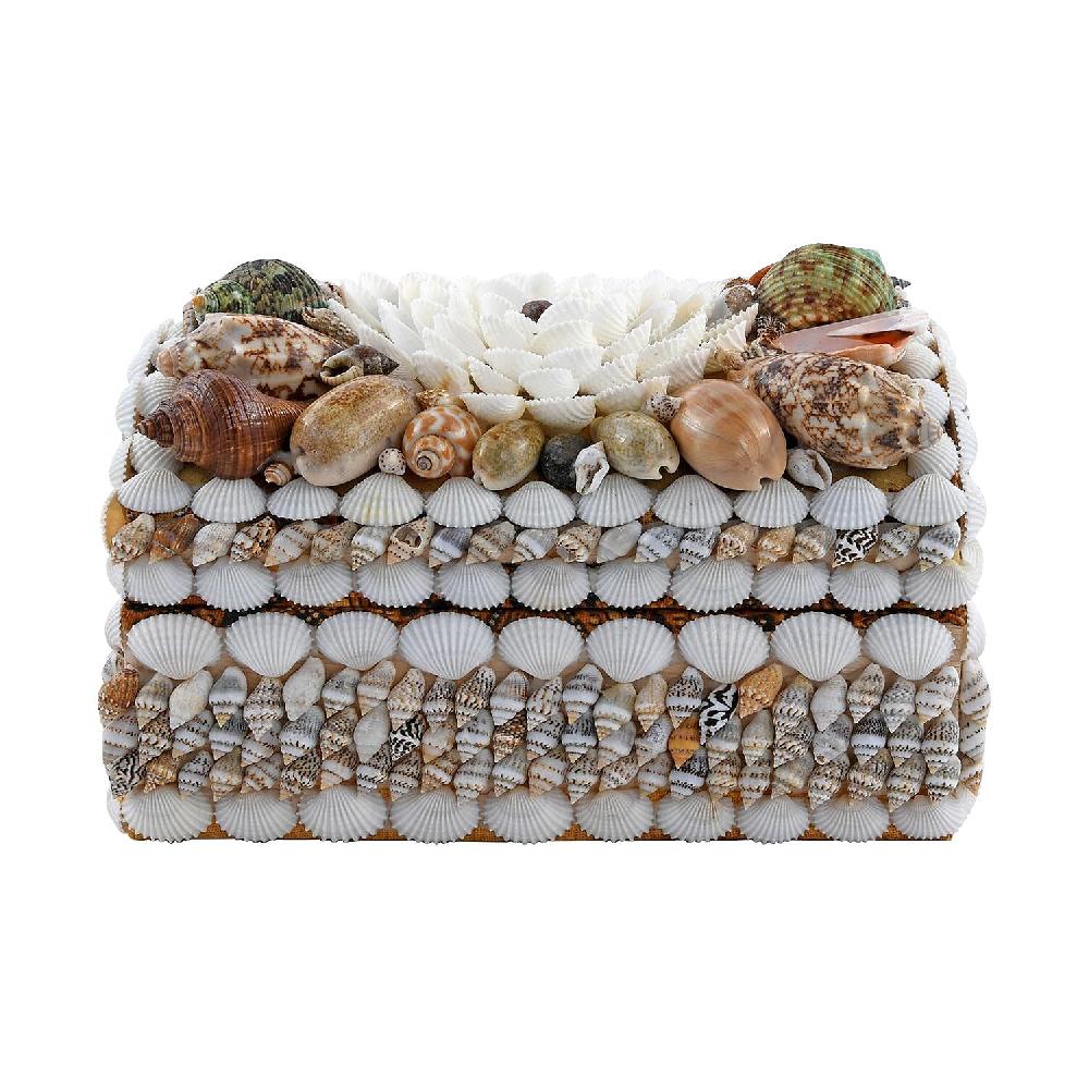 shop lc Multi Color Sea Shell Encrusted Treasure Chest Shaped Box