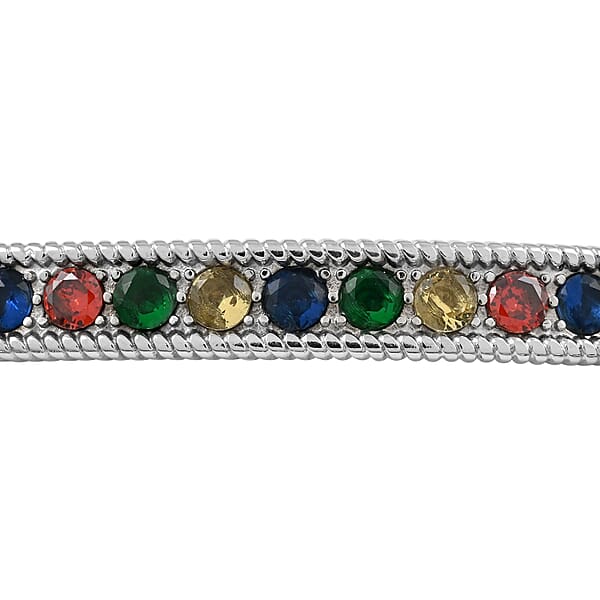 Shop Lc Multi Color Simulated Diamond Bolo Bracelet In Stainless Steel 9.00 Ctw Tarnish-Free Waterproof Sweat Proof Jewelry