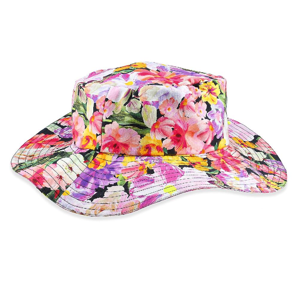 shop lc Multi Floral Cotton Poplin Woven Bucket Hat - One Size Fits Most