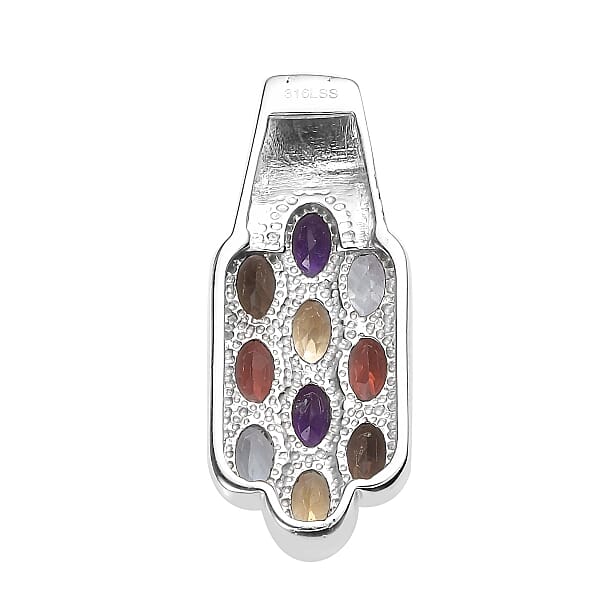 Shop Lc Multi Gemstone 4.60 Ctw Pendant Without Chain In Stainless Steel