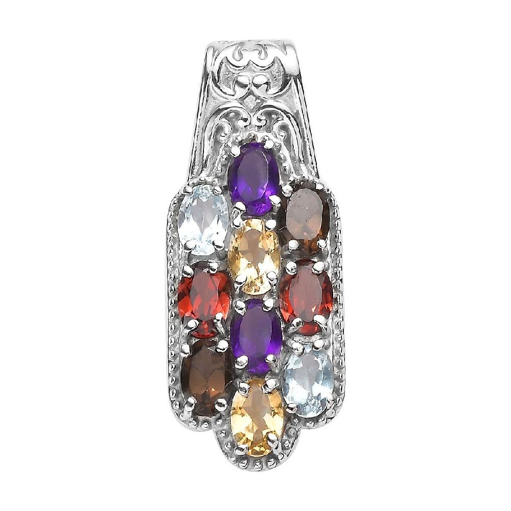 shop lc Multi Gemstone 4.60 ctw Pendant without Chain in Stainless Steel