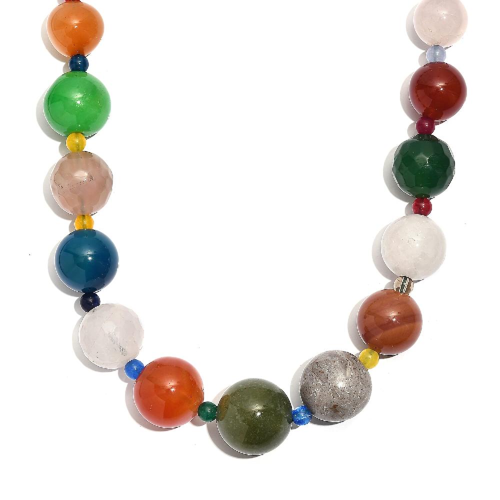 shop lc Multi Gemstone 400.00 ctw Beaded Necklace in Platinum Bond 18 Inches
