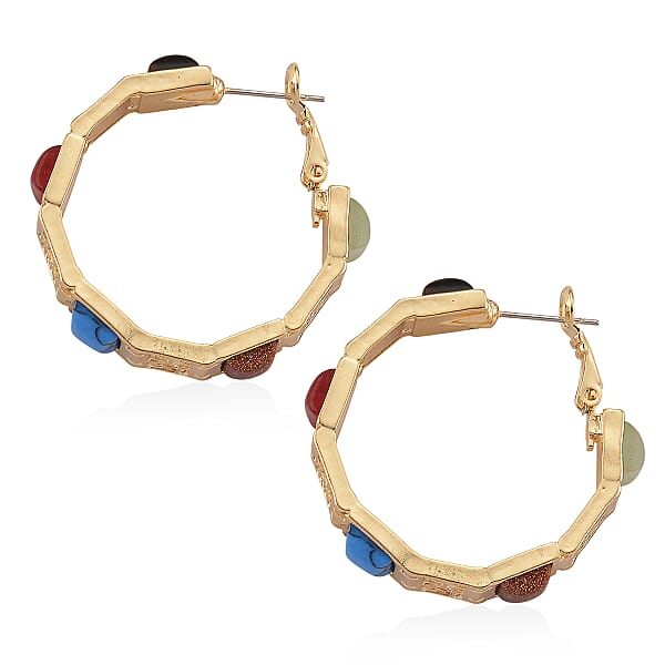 Shop Lc Multi Gemstone 5.00 Ctw Hoop Earrings In Goldtone