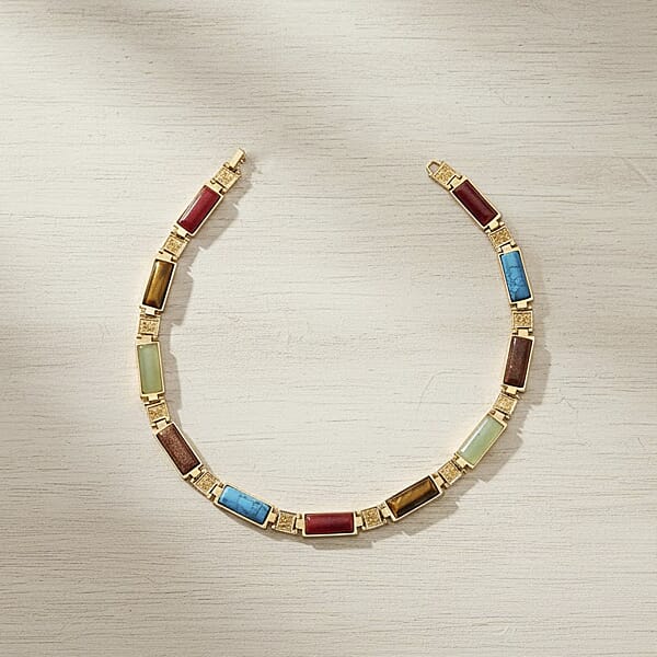 Shop Lc Multi Gemstone 50.00 Ctw Necklace In Goldtone 16.5 Inches