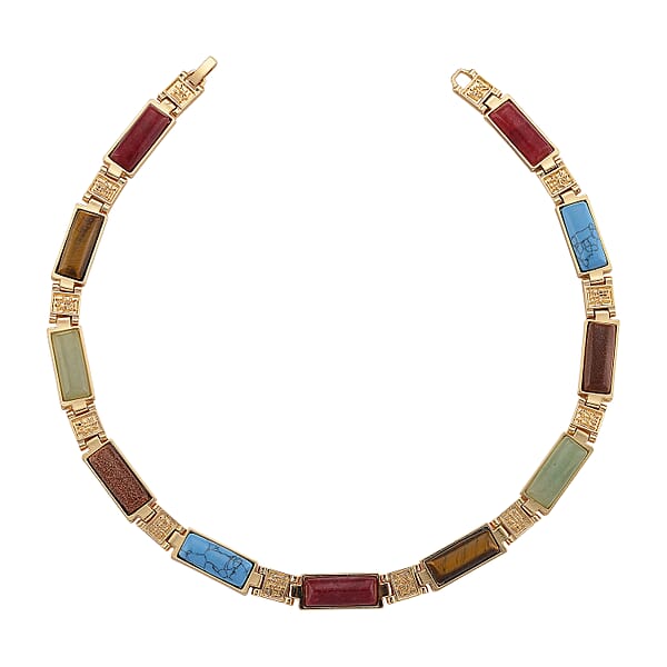 Shop Lc Multi Gemstone 50.00 Ctw Necklace In Goldtone 16.5 Inches