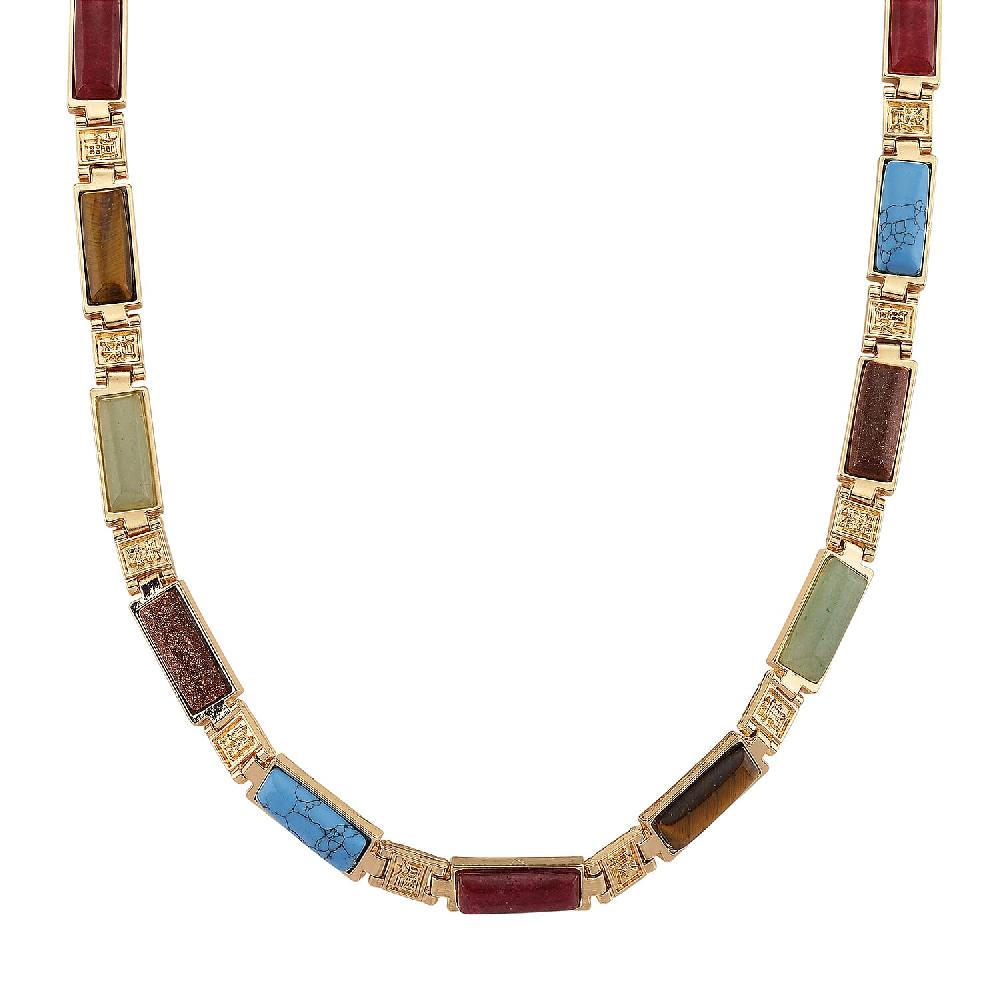 shop lc Multi Gemstone 50.00 ctw Necklace in Goldtone 16.5 Inches
