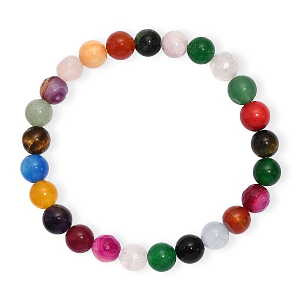 Shop Lc Multi Gemstone 95.00 Ctw Beaded Stretch Bracelet