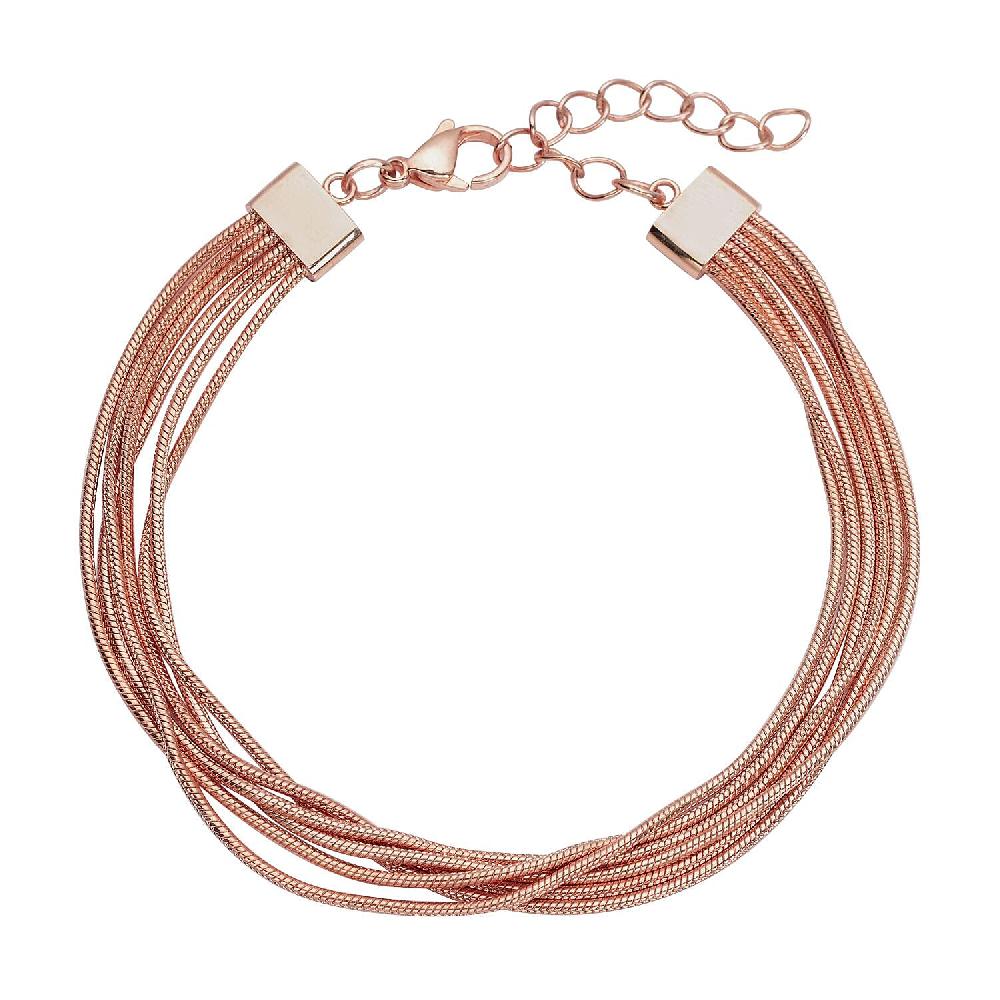 shop lc Multi Row Snake Chain Bracelet in ION Plated Rose Gold Stainless Steel (7.50-9.00In)