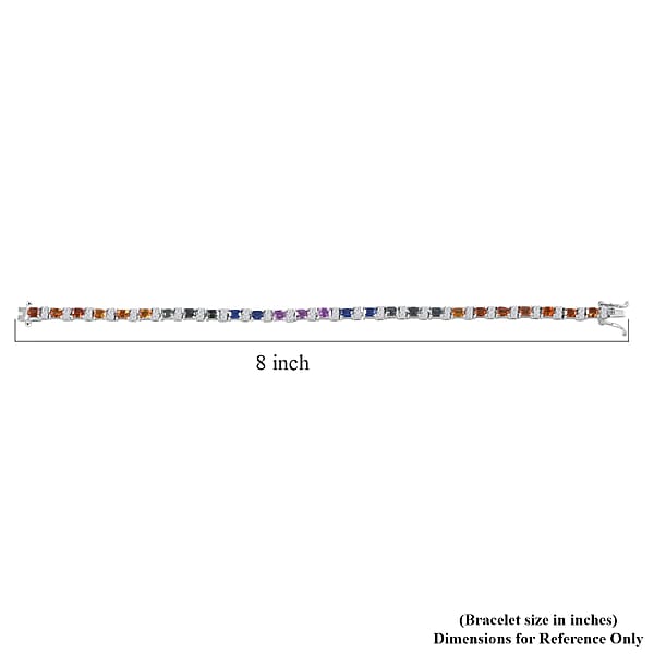Shop Lc Multi Sapphire And Moissanite 9.50 Ctw Rainbow Cascade Bracelet In Rhodium Over Sterling Silver (8.00 In)