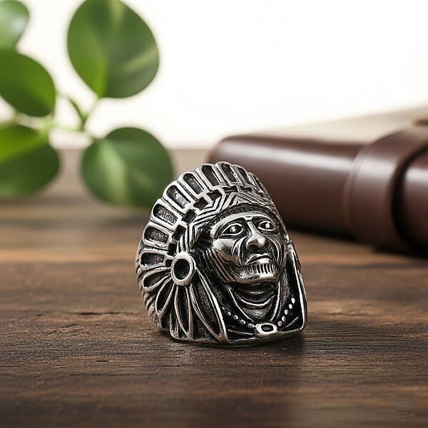 Shop Lc Native Chief Ring In Black Oxidized And Stainless Steel