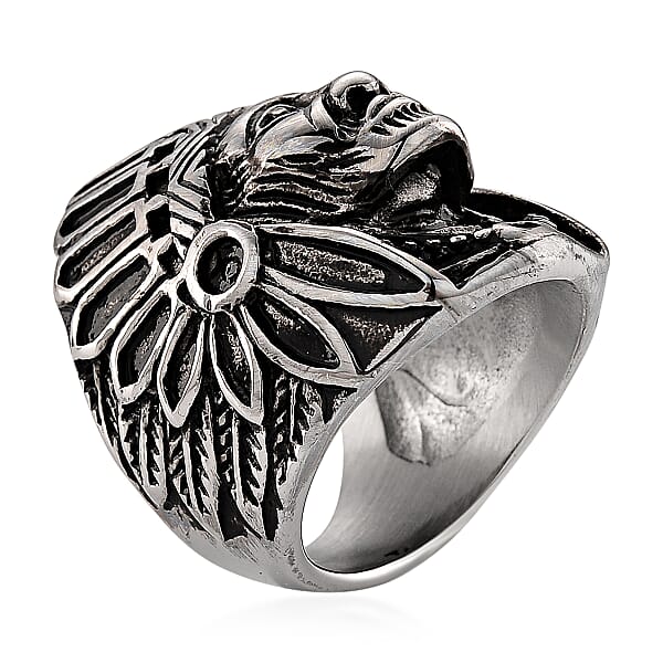 Shop Lc Native Chief Ring In Black Oxidized And Stainless Steel