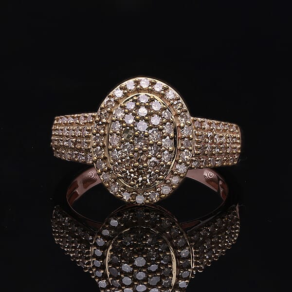 Shop Lc Natural Champagne Diamond 1.00 Ctw Cluster Ring In Vermeil Rose Gold Over Sterling Silver
