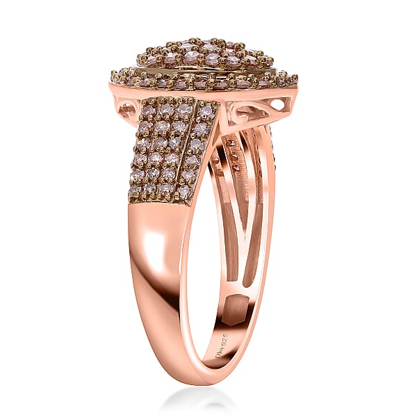 Shop Lc Natural Champagne Diamond 1.00 Ctw Cluster Ring In Vermeil Rose Gold Over Sterling Silver