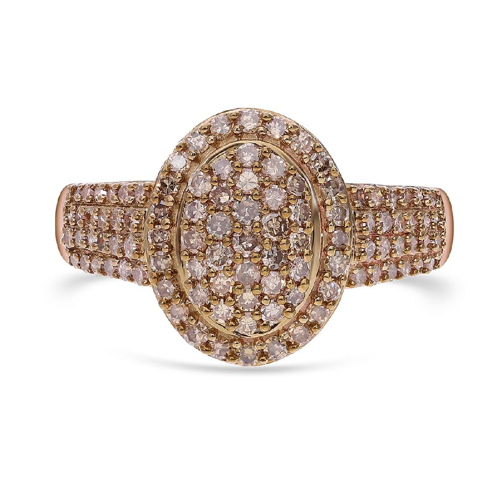 shop lc Natural Champagne Diamond 1.00 ctw Cluster Ring in Vermeil Rose Gold Over Sterling Silver