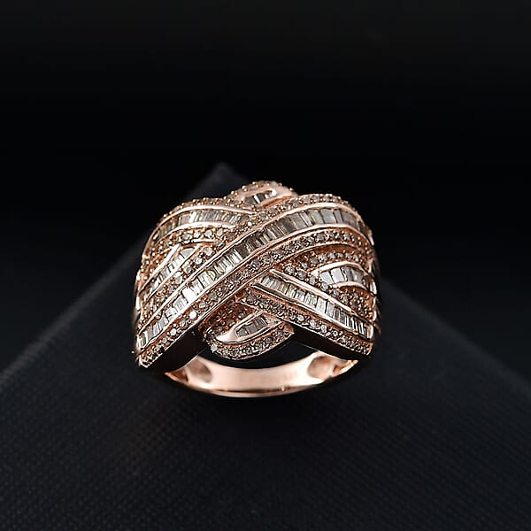 Shop Lc Natural Champagne Diamond 1.50 Ctw Ring In 18K Vermeil Rose Gold Over Sterling Silver