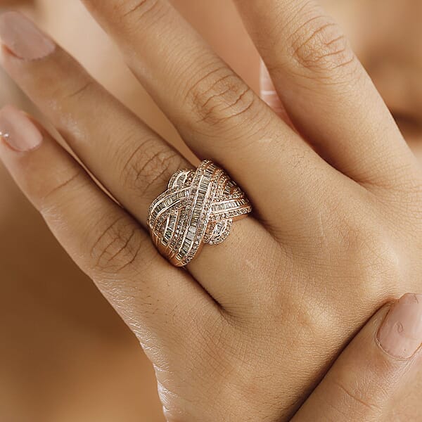 Shop Lc Natural Champagne Diamond 1.50 Ctw Ring In 18K Vermeil Rose Gold Over Sterling Silver