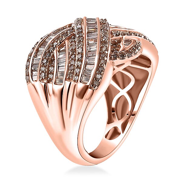 Shop Lc Natural Champagne Diamond 1.50 Ctw Ring In 18K Vermeil Rose Gold Over Sterling Silver
