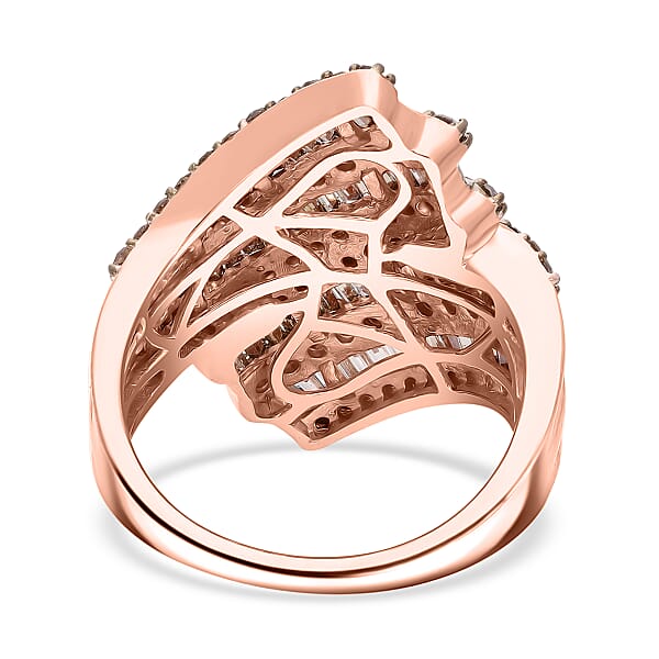 Shop Lc Natural Champagne Diamond 2.00 Ctw Bypass Ring In Vermeil Rose Gold Over Sterling Silver
