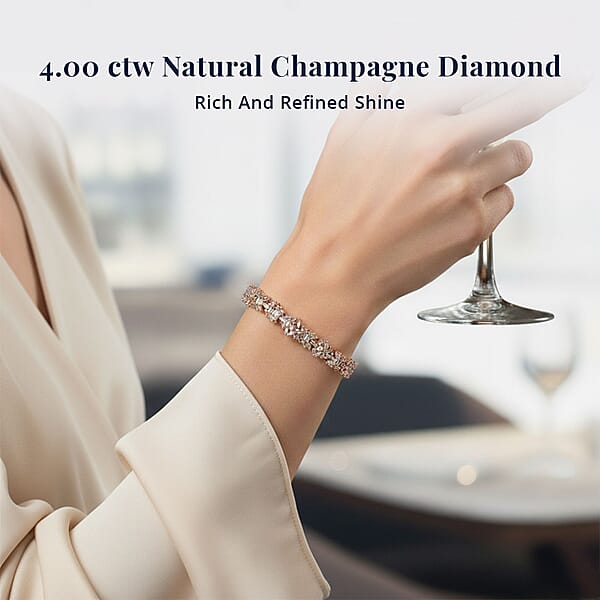 Shop Lc Natural Champagne Diamond 4.00 Ctw Bracelet In Vermeil Rose Gold Over Sterling Silver (7.25 In)
