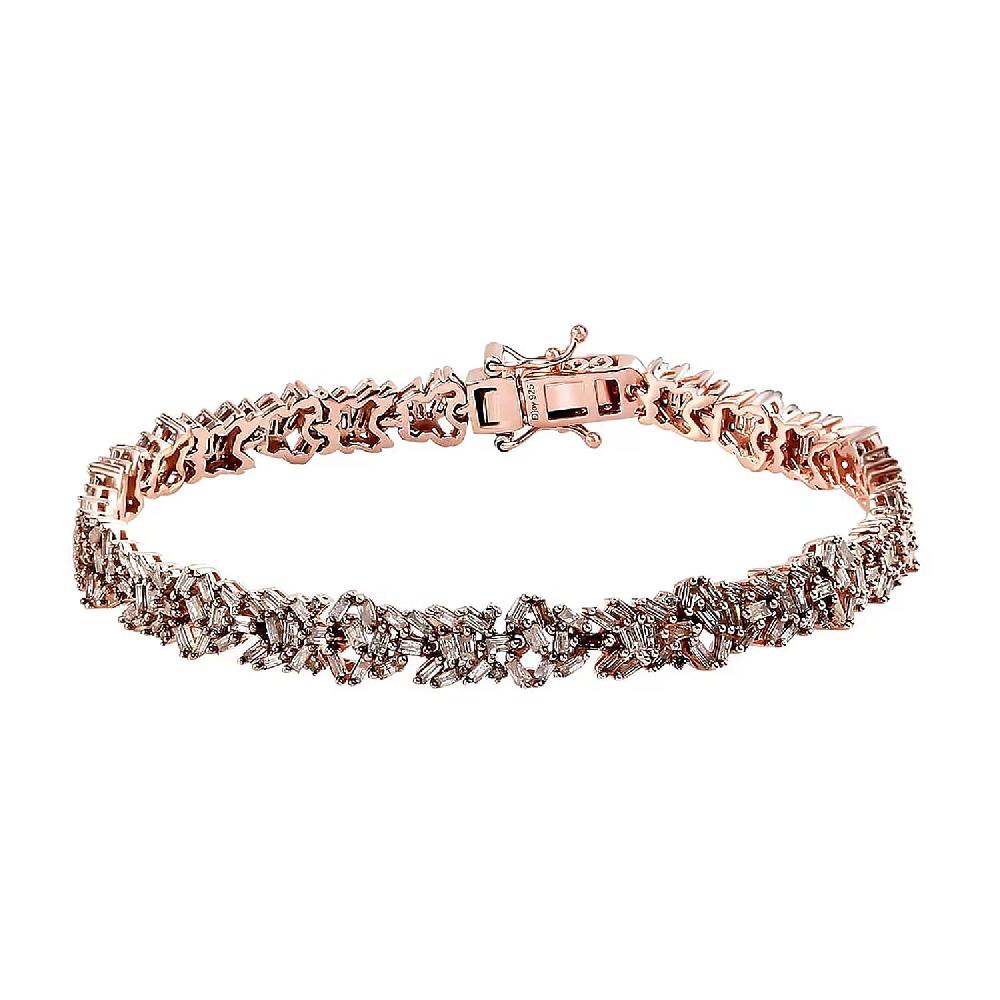 shop lc Natural Champagne Diamond 4.00 ctw Bracelet in Vermeil Rose Gold Over Sterling Silver (7.25 In)