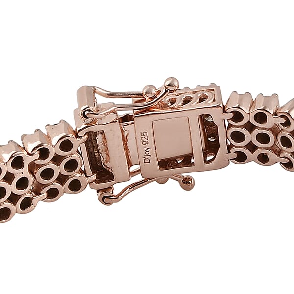 Shop Lc Natural Champagne Diamond 5.00 Ctw 3 Row Bracelet In Vermeil Rose Gold Over Sterling Silver (7.25 In)