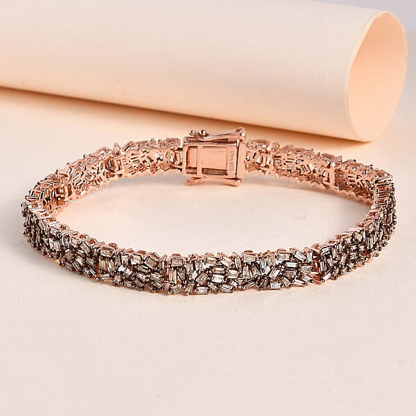 Shop Lc Natural Champagne Diamond 5.00 Ctw Bracelet In Vermeil Rose Gold Over Sterling Silver (7.25 In)