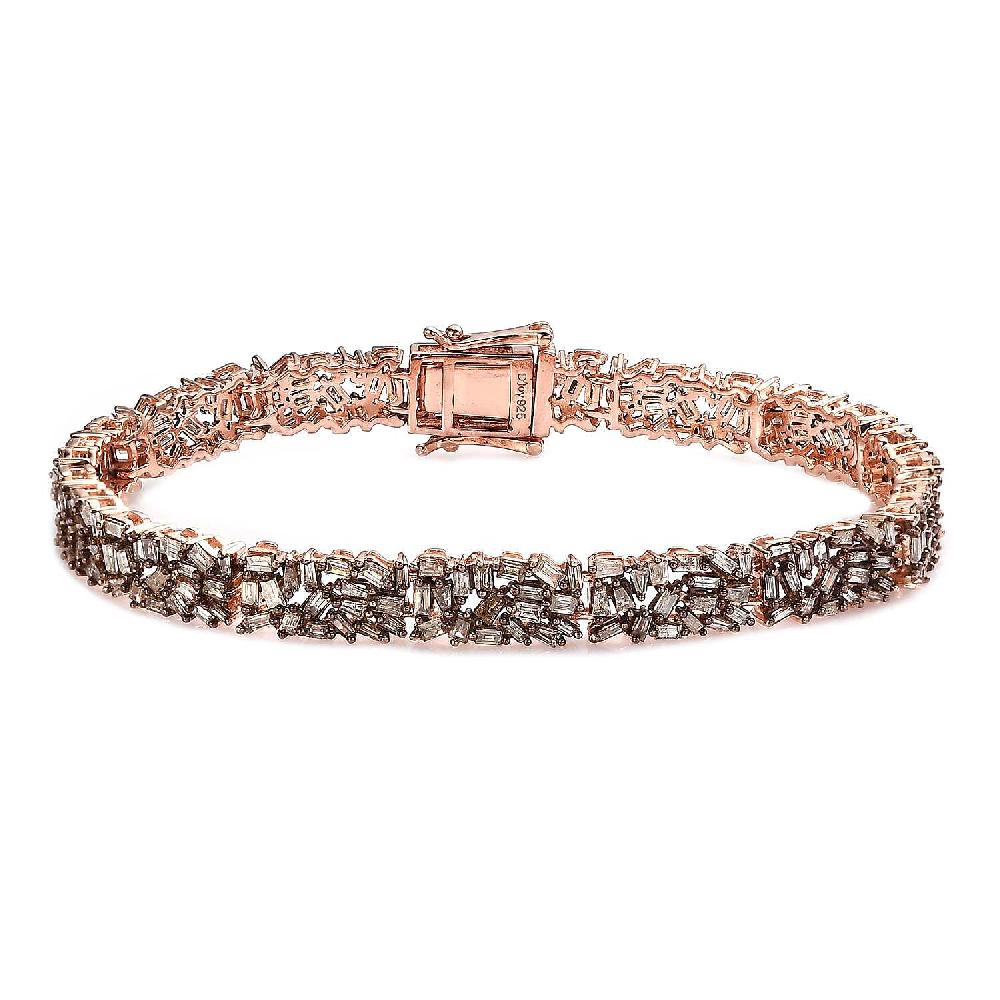 shop lc Natural Champagne Diamond 5.00 ctw Bracelet in Vermeil Rose Gold Over Sterling Silver (7.25 In)