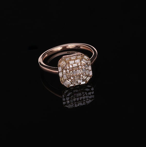 Shop Lc Natural Champagne Diamond Cluster Ring In Vermeil Rose Gold Over Sterling Silver 0.50 Ctw