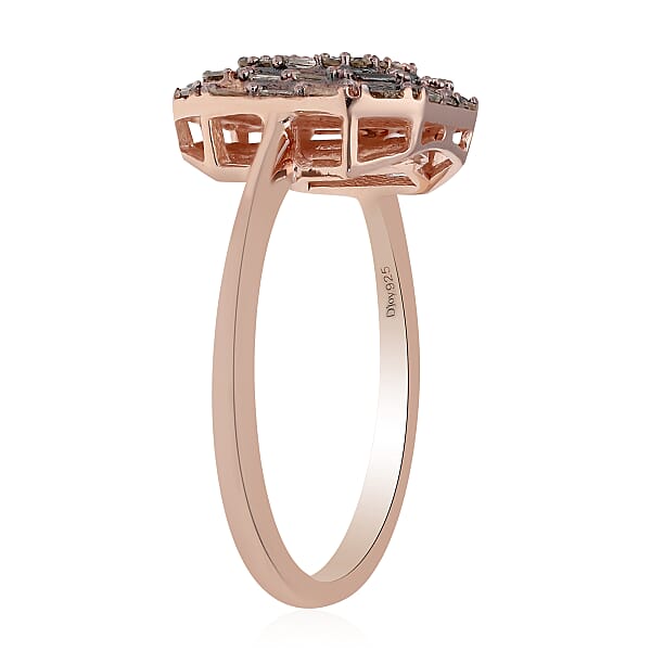Shop Lc Natural Champagne Diamond Cluster Ring In Vermeil Rose Gold Over Sterling Silver 0.50 Ctw