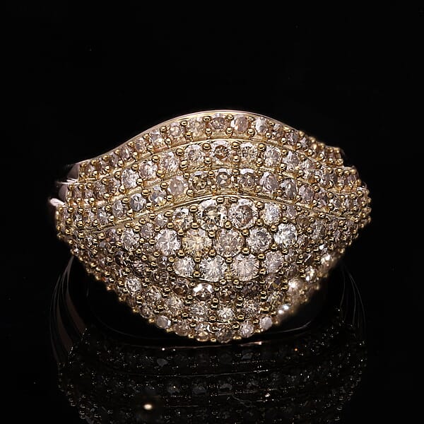Shop Lc Natural Champagne Diamond Eye Ring In Vermeil Rose Gold Over Sterling Silver 2.00 Ctw