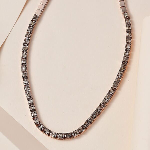 Shop Lc Natural Champagne Diamond Necklace 16 Inches In Vermeil Rose Gold Over Sterling Silver 4.00 Ctw