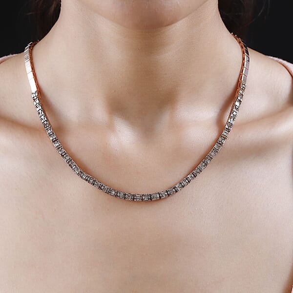 Shop Lc Natural Champagne Diamond Necklace 16 Inches In Vermeil Rose Gold Over Sterling Silver 4.00 Ctw