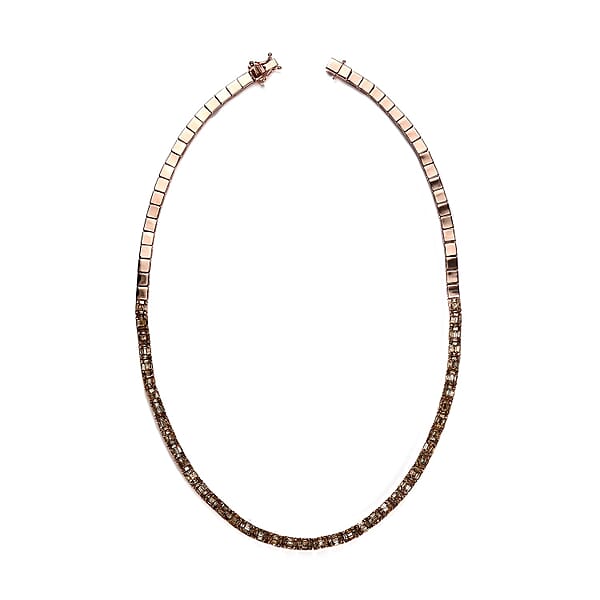 Shop Lc Natural Champagne Diamond Necklace 16 Inches In Vermeil Rose Gold Over Sterling Silver 4.00 Ctw