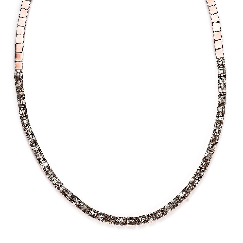 shop lc Natural Champagne Diamond Necklace 16 Inches in Vermeil Rose Gold Over Sterling Silver 4.00 ctw