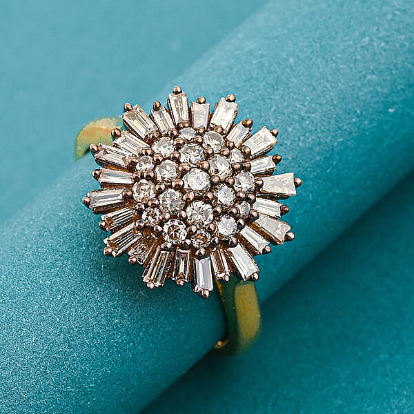 Shop Lc Natural Champagne Diamond Snowflake Ring In 14K YG Over Sterling Silver 1.00 Ctw