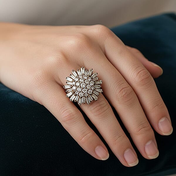Shop Lc Natural Champagne Diamond Snowflake Ring In 14K YG Over Sterling Silver 1.00 Ctw