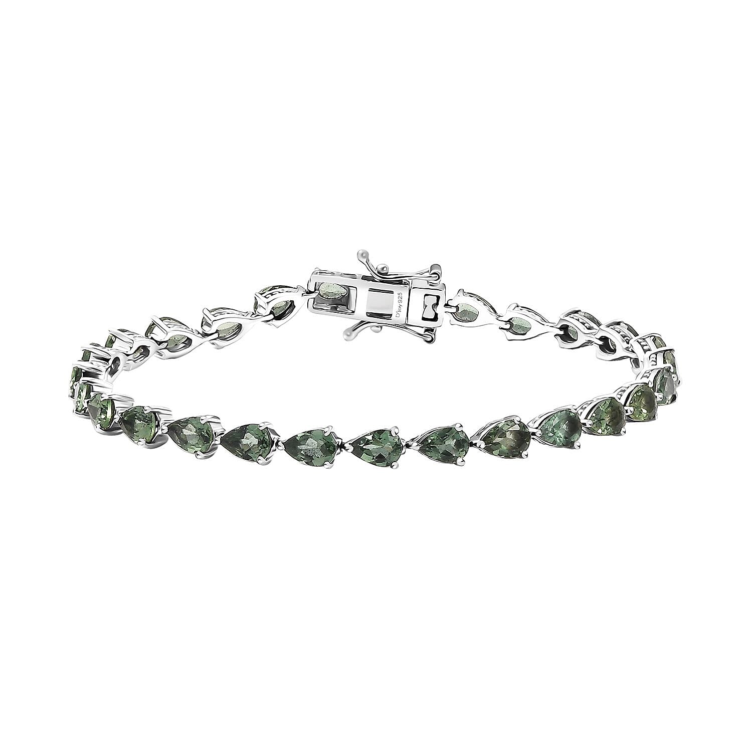shop lc Natural Green Apatite 10.30 ctw Serenity Vine Bracelet in Rhodium Over Sterling Silver (7.25 In)