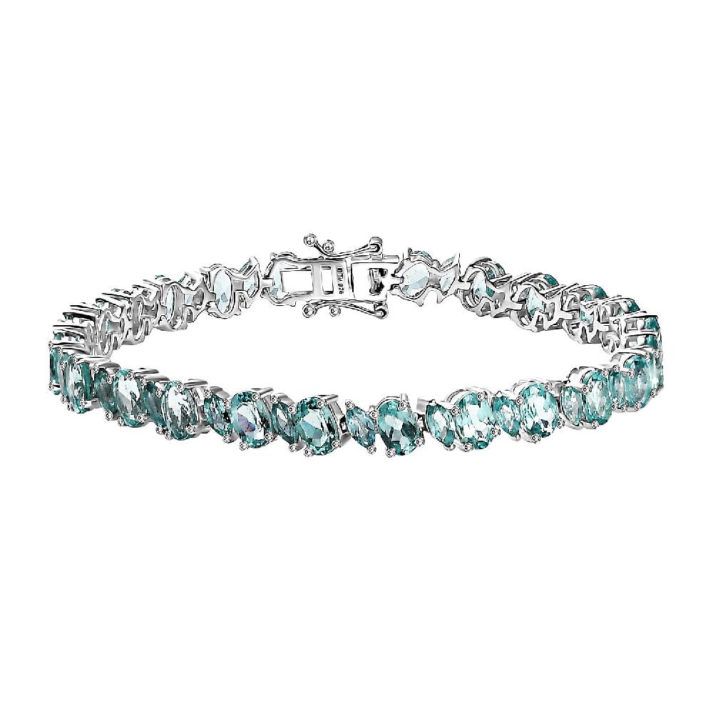 shop lc Natural Green Apatite 14.75 ctw Sea Waves Bracelet in Rhodium Over Sterling Silver (7.25 In)