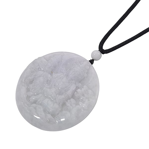 Shop Lc Natural Jade 10.00 Ctw Carved Buddha Pendant With Black Rope Cord Necklace (28 Inches)