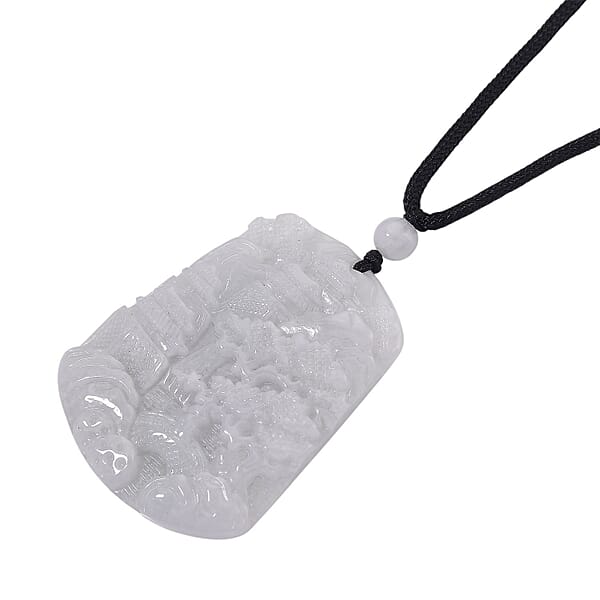 Shop Lc Natural Jade 155.00 Ctw Carved Pendant With Black Rope Cord Necklace 28 Inches