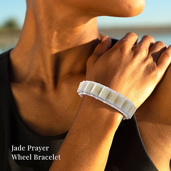 Shop Lc Natural Jade 215.00 Ctw Prayer Wheel Cord Bracelet (6.0-9.0In)