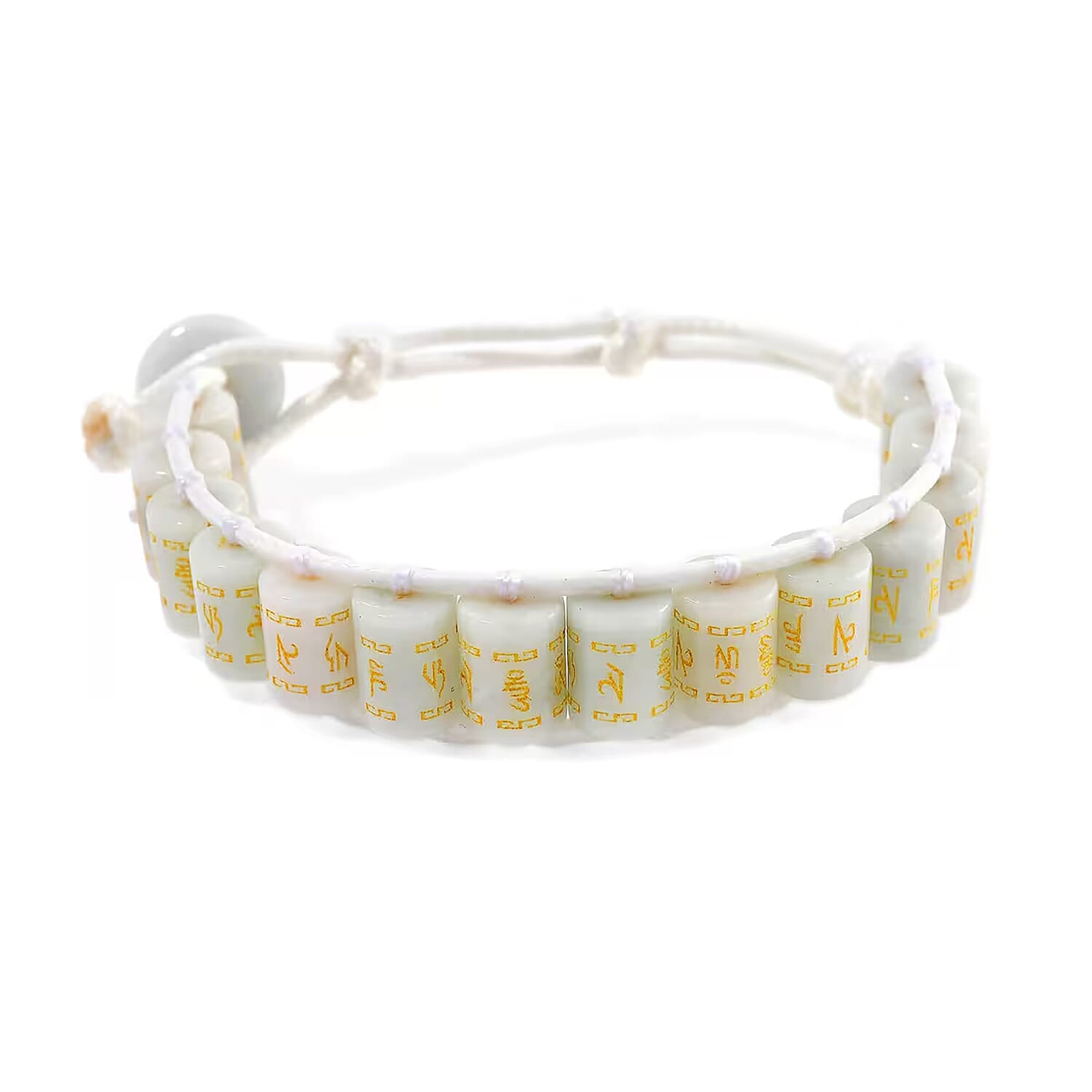shop lc Natural Jade 215.00 ctw Prayer Wheel Cord Bracelet (6.0-9.0In)
