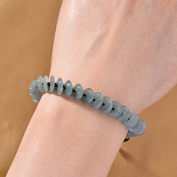Shop Lc Natural Olmec Jade Discs Shamballa Bracelet With Black Cord Adjustable 65.00 Ctw