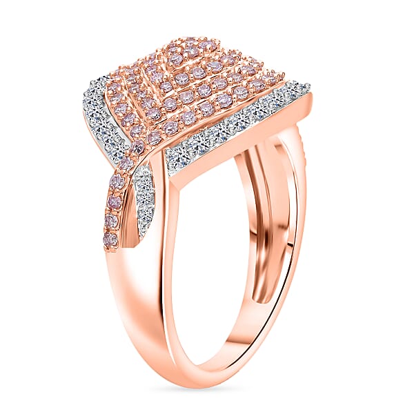 Shop Lc Natural Pink And White Diamond 1.00 Ctw Ring In Vermeil Rose Gold Over Sterling Silver