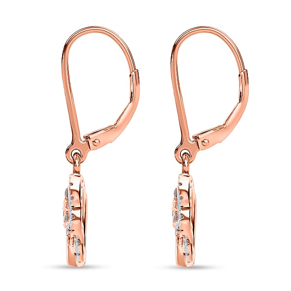 Shop Lc Natural Pink And White Diamond Butterfly Earrings In Vermeil RG Over Sterling Silver 0.50 Ctw