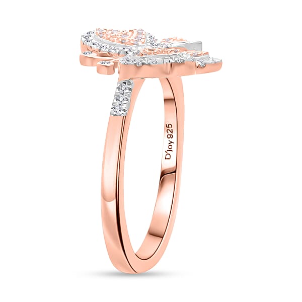 Shop Lc Natural Pink Diamond White Diamond Butterfly Ring In Vermeil RG Over Sterling Silver 0.35 Ctw
