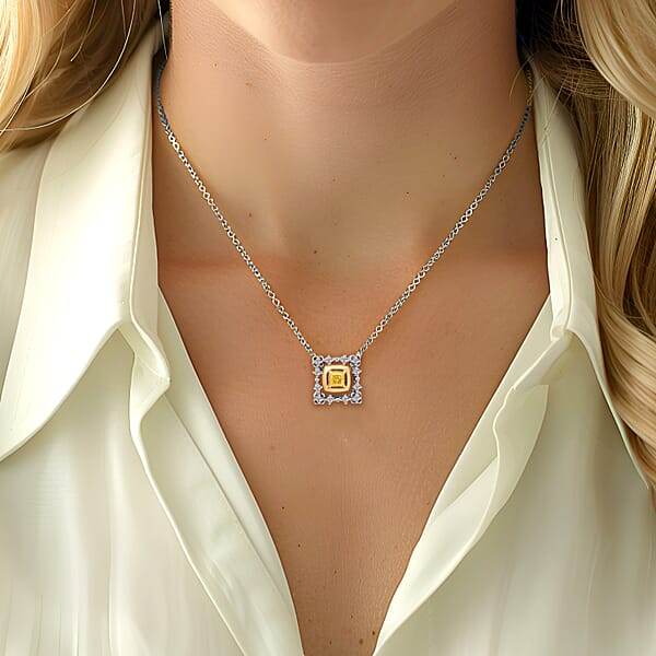 Shop Lc Natural Yellow And White Diamond 0.20 Ctw Pendant Necklace In 18K Yellow And White Gold 18 Inches
