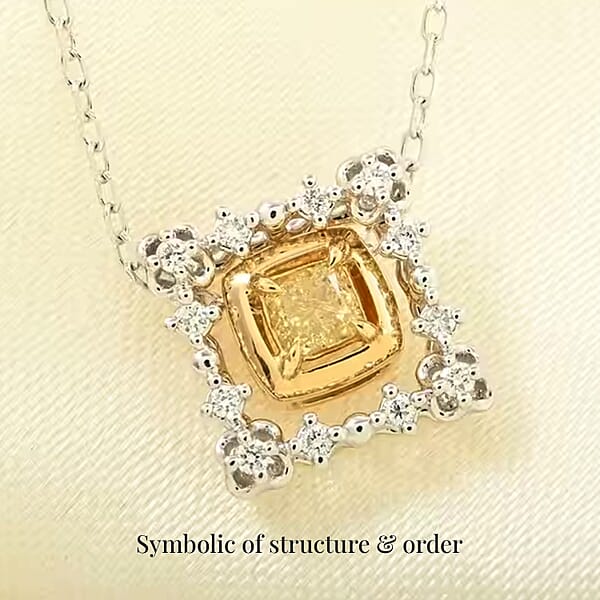 Shop Lc Natural Yellow And White Diamond 0.20 Ctw Pendant Necklace In 18K Yellow And White Gold 18 Inches