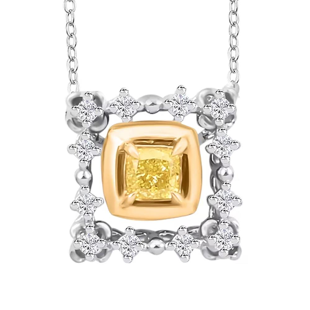 shop lc Natural Yellow and White Diamond 0.20 ctw Pendant Necklace in 18K Yellow and White Gold 18 Inches